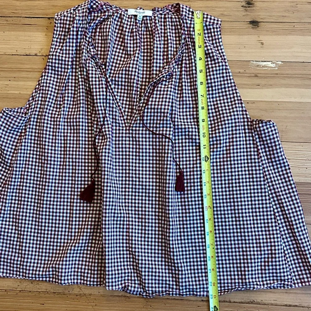 Madewell Bellshift Red White Gingham Check Sleeveless Top. Size XL. - Picture 8 of 14